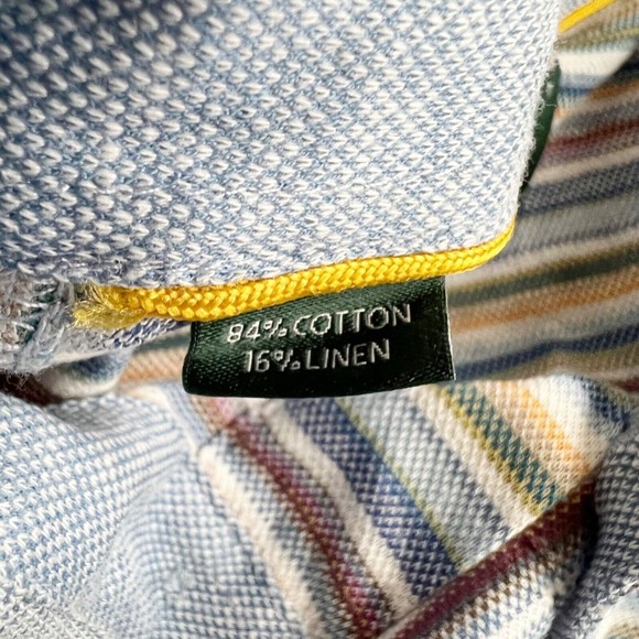 ROBERT TALBOTT Men's Polo Shirt Multi Color Stripes Cotton/Linen Lightweight XL - Picture 6 of 9